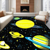 Ultra Soft Area Rug, Non Slip, Stain Resistant, Washable Area Rugs for Living Room, Bedroom, Whimsical Galactic Exploration Theme(Yellow)