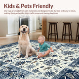 Ultra Soft Area Rug, Non Slip, Stain Resistant, Washable Area Rugs for Living Room, Bedroom, Luxurious Vintage Diamond Pattern(White)
