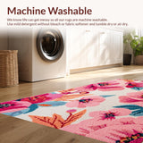 Ultra Soft Area Rug, Non Slip, Stain Resistant, Washable Area Rugs for Living Room, Bedroom, Boho Pink Floral Nursery Washable Rug(Pink)