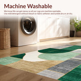 Ultra Soft Area Rug, Non Slip, Stain Resistant, Washable Area Rugs for Living Room, Bedroom, Chic Earthy Abstract Motif(Green)