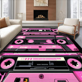 Ultra Soft Area Rug, Non Slip, Stain Resistant, Washable Area Rugs for Living Room, Bedroom, Funky Multi-Color Audio Vibe(Pink)