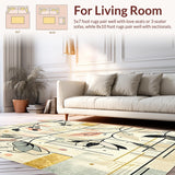 Ultra Soft Area Rug, Non Slip, Stain Resistant, Washable Area Rugs for Living Room, Bedroom, Contemporary Floral Area(Beige)