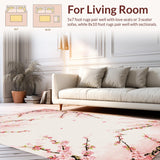 Ultra Soft Area Rug, Non Slip, Stain Resistant, Washable Area Rugs for Living Room, Bedroom, Whimsical Pastel Blossom Arrangement(Pink)