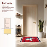 Ultra Soft Area Rug, Non Slip, Stain Resistant, Washable Area Rugs for Living Room, Bedroom, Rustic Vintage Star Emblem(Red)