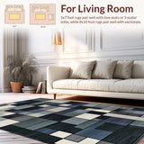 Ultra Soft Area Rug, Non Slip, Stain Resistant, Washable Area Rugs for Living Room, Bedroom, Sleek Geometric Black Toned Elegance(Gray)