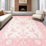 Ultra Soft Area Rug, Non Slip, Stain Resistant, Washable Area Rugs for Living Room, Bedroom, Whimsical Soft Pink Botanical Scene(Pink)