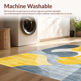 Ultra Soft Area Rug, Non Slip, Stain Resistant, Washable Area Rugs for Living Room, Bedroom, Contemporary Vibrant Patterned Surface(Yellow)