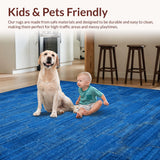 Ultra Soft Area Rug, Non Slip, Stain Resistant, Washable Area Rugs for Living Room, Bedroom, Cobalt Bow Scalloped Rug: Decorative Bowknot Floor Mat(Blue)