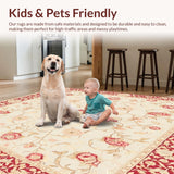 Ultra Soft Area Rug, Non Slip, Stain Resistant, Washable Area Rugs for Living Room, Bedroom, Chic Boho Floral Medallion Area Pet & Kid Friendly Easy Care(Beige)