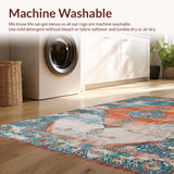 Ultra Soft Area Rug, Non Slip, Stain Resistant, Washable Area Rugs for Living Room, Bedroom, Vibrant Rustic Trellis Arrangement(Blue)