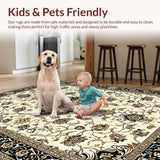 Ultra Soft Area Rug, Non Slip, Stain Resistant, Washable Area Rugs for Living Room, Bedroom, Classic Vintage Botanical Motif(Beige)