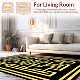 Ultra Soft Area Rug, Non Slip, Stain Resistant, Washable Area Rugs for Living Room, Bedroom, Sophisticated Black Diamond Design(Black)