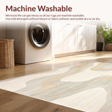 Rustic Shaped Area Unique Wavy Beige Cream Design Easy Clean Accent(Beige)