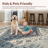 Ultra Soft Area Rug, Non Slip, Stain Resistant, Washable Area Rugs for Living Room, Bedroom, Contemporary Grey Floral Design(Gray)