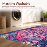 Ultra Soft Area Rug, Non Slip, Stain Resistant, Washable Area Rugs for Living Room, Bedroom, Distressed Pink and Blue Living Room Carpet(Pink)