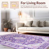 Ultra Soft Area Rug, Non Slip, Stain Resistant, Washable Area Rugs for Living Room, Bedroom, Artistic Lavender Bloom Composition(Purple)