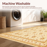 Ultra Soft Area Rug, Non Slip, Stain Resistant, Washable Area Rugs for Living Room, Bedroom, Classic Floral Area Durable Non Slip Indoor(Beige)
