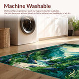 Ultra Soft Area Rug, Non Slip, Stain Resistant, Washable Area Rugs for Living Room, Bedroom, Whimsical Celestial Illustrative Design(Green)