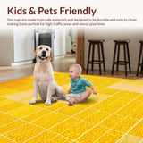 Ultra Soft Area Rug, Non Slip, Stain Resistant, Washable Area Rugs for Living Room, Bedroom, Modern Yellow Geometric Living Room Area Rug(Yellow)