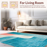 Ultra Soft Area Rug, Non Slip, Stain Resistant, Washable Area Rugs for Living Room, Bedroom, Aqua Multicolor Gradient Rug(Blue)