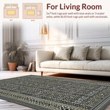 Ultra Soft Area Rug, Non Slip, Stain Resistant, Washable Area Rugs for Living Room, Bedroom, Sleek Minimalist Diamond Motif(Gray)