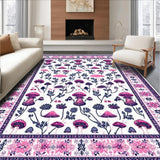 Ultra Soft Area Rug, Non Slip, Stain Resistant, Washable Area Rugs for Living Room, Bedroom, Rustic Earthy Floral Patterns(White)