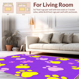 Ultra Soft Area Rug, Non Slip, Stain Resistant, Washable Area Rugs for Living Room, Bedroom, Delightful Soft Paw Print Composition(Purple)