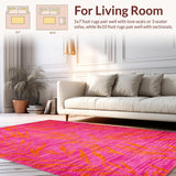 Ultra Soft Area Rug, Non Slip, Stain Resistant, Washable Area Rugs for Living Room, Bedroom, Contemporary Playful Safari Style(Pink)