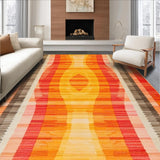 Ultra Soft Area Rug, Non Slip, Stain Resistant, Washable Area Rugs for Living Room, Bedroom, Rustic Textured Organic Lines(Orange)