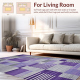 Ultra Soft Area Rug, Non Slip, Stain Resistant, Washable Area Rugs for Living Room, Bedroom, Geometric Purple Grey Elegance(Purple)