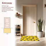 Ultra Soft Area Rug, Non Slip, Stain Resistant, Washable Area Rugs for Living Room, Bedroom, Rustic Floral Medley Circular Theme(Yellow)