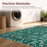 Ultra Soft Area Rug, Non Slip, Stain Resistant, Washable Area Rugs for Living Room, Bedroom, Rustic Linear Artful Composition(Green)