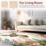 Ultra Soft Area Rug, Non Slip, Stain Resistant, Washable Area Rugs for Living Room, Bedroom, Elegant Soft Abstract Jungle Theme(Brown)