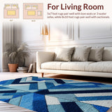 Ultra Soft Area Rug, Non Slip, Stain Resistant, Washable Area Rugs for Living Room, Bedroom, Space-Themed Round Kids Playroom Rug Washable(Blue)