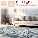 Ultra Soft Area Rug, Non Slip, Stain Resistant, Washable Area Rugs for Living Room, Bedroom, Contemporary Gray Tiled Composition(White)