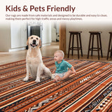 Ultra Soft Area Rug, Non Slip, Stain Resistant, Washable Area Rugs for Living Room, Bedroom, Chic Ogee Design in Earthy Shades(Brown)