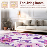 Ultra Soft Area Rug, Non Slip, Stain Resistant, Washable Area Rugs for Living Room, Bedroom, Cozy Vibrant Garden Influence(Purple)