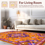 Ultra Soft Area Rug, Non Slip, Stain Resistant, Washable Area Rugs for Living Room, Bedroom, Whimsical Soft Tones Collection(Orange)