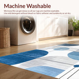 Ultra Soft Area Rug, Non Slip, Stain Resistant, Washable Area Rugs for Living Room, Bedroom, Modern Fuzzy Tiled Pattern(Blue)