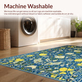 Ultra Soft Area Rug, Non Slip, Stain Resistant, Washable Area Rugs for Living Room, Bedroom, Charming Pastel Floral Arrangement(Blue)