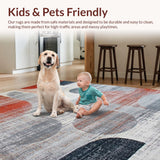 Ultra Soft Area Rug, Non Slip, Stain Resistant, Washable Area Rugs for Living Room, Bedroom, Elegant Soft Geometric Waves(Red)