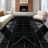 Ultra Soft Area Rug, Non Slip, Stain Resistant, Washable Area Rugs for Living Room, Bedroom, Sleek Abstract Linear Arrangement(Black)