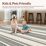 Ultra Soft Area Rug, Non Slip, Stain Resistant, Washable Area Rugs for Living Room, Bedroom, Farmhouse Chic Hand Woven Natural Fiber Area Classic Neutral(White)