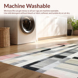 Ultra Soft Area Rug, Non Slip, Stain Resistant, Washable Area Rugs for Living Room, Bedroom, Monochrome Linear Wave Runner Rug with Bold Stripes and Minimalist Contrast(Gray)