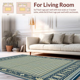 Ultra Soft Area Rug, Non Slip, Stain Resistant, Washable Area Rugs for Living Room, Bedroom, Waterproof Patio Trellis Runner Navy/Beige Grade(Blue)