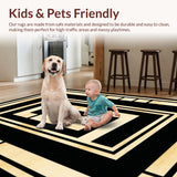 Ultra Soft Area Rug, Non Slip, Stain Resistant, Washable Area Rugs for Living Room, Bedroom, Glamorous Black Gold Geometric Design(Gold)