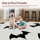 Ultra Soft Area Rug, Non Slip, Stain Resistant, Washable Area Rugs for Living Room, Bedroom, Witchy Bat Shape Bedroom Spooky Decor Mat(Black)