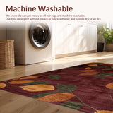 Ultra Soft Area Rug, Non Slip, Stain Resistant, Washable Area Rugs for Living Room, Bedroom, Cozy Earthy Half-Circle Decor(Red)