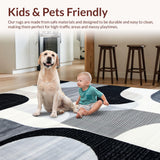 Ultra Soft Area Rug, Non Slip, Stain Resistant, Washable Area Rugs for Living Room, Bedroom, Sleek Contemporary Ripple Effect(Black)