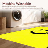 Ultra Soft Area Rug, Non Slip, Stain Resistant, Washable Area Rugs for Living Room, Bedroom, Playful Cartoon Smiley Motif(Yellow)